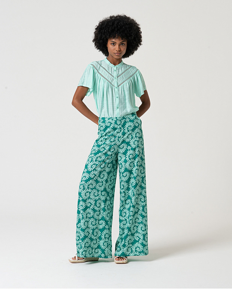 MU:Pantalone largo Verde acqua