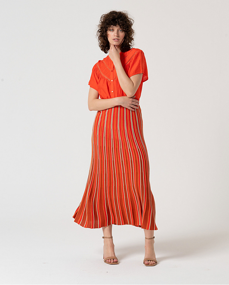 MU:Jupe midi Orange