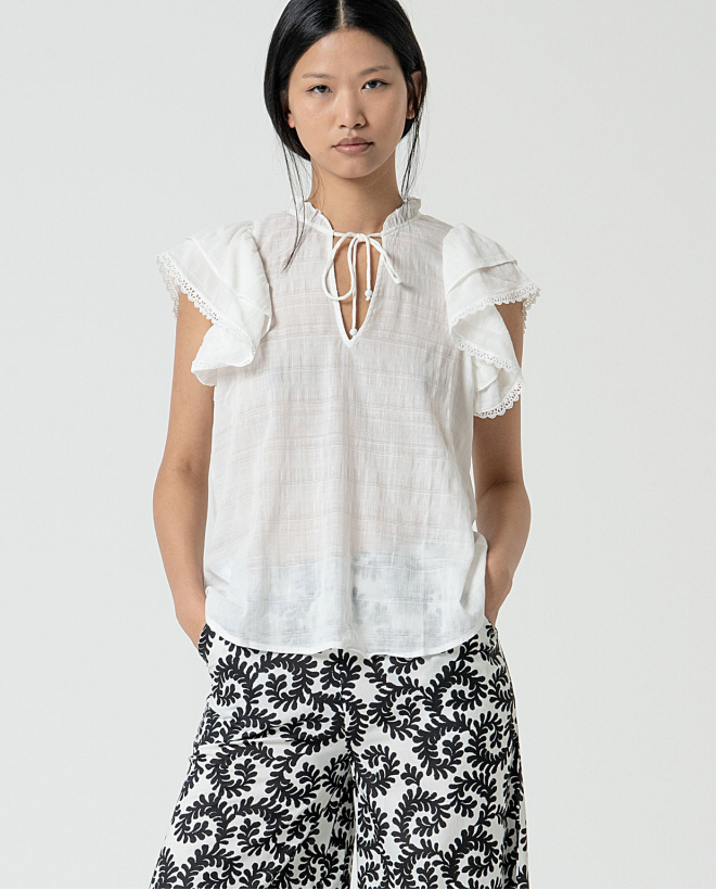 MU:Top avec volants Blanc