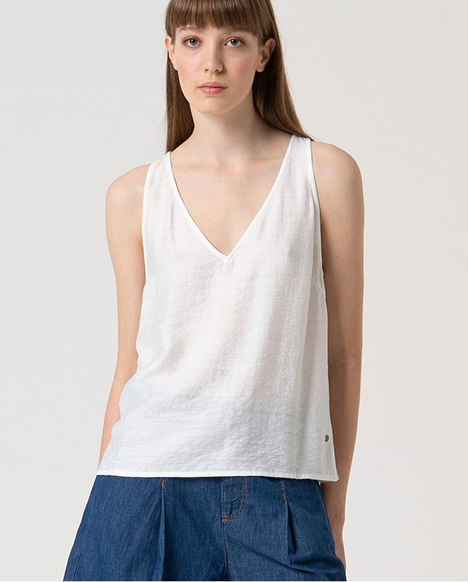 MU:Strap top V-neck White