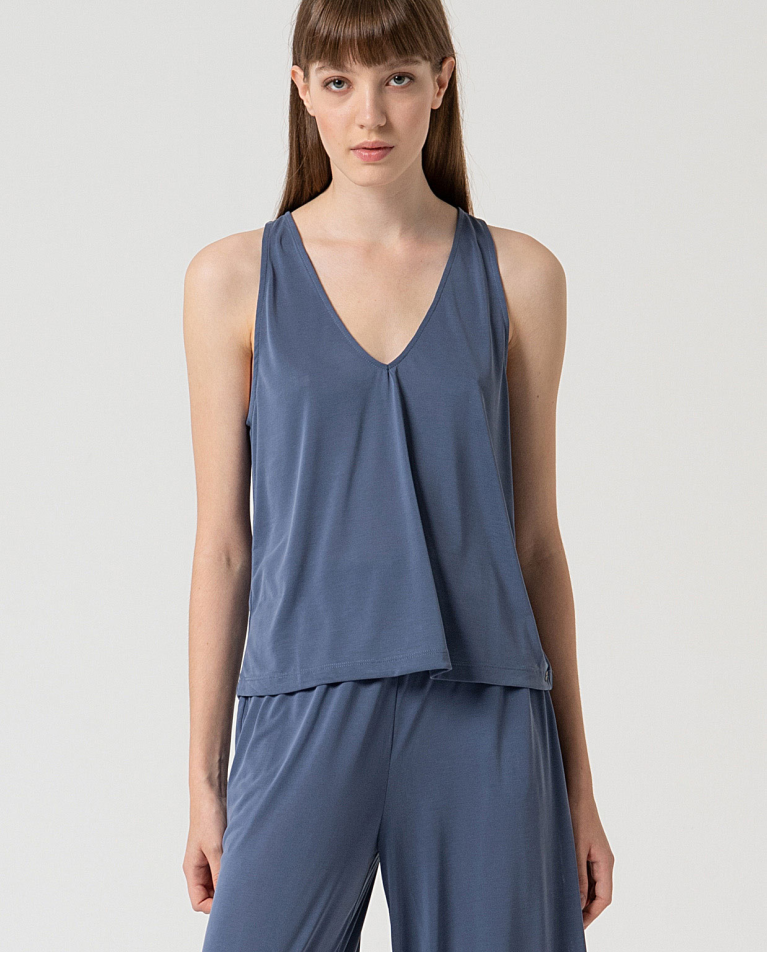 MU:V-neck top Indigo