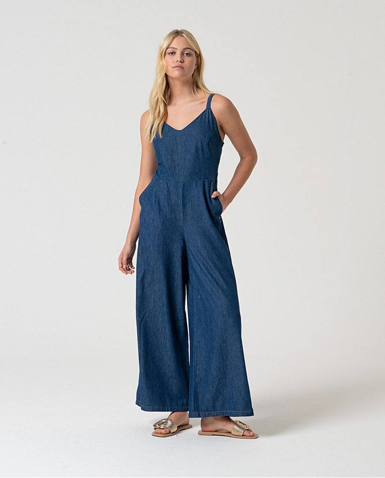 MU:Strapless jumpsuit Blue