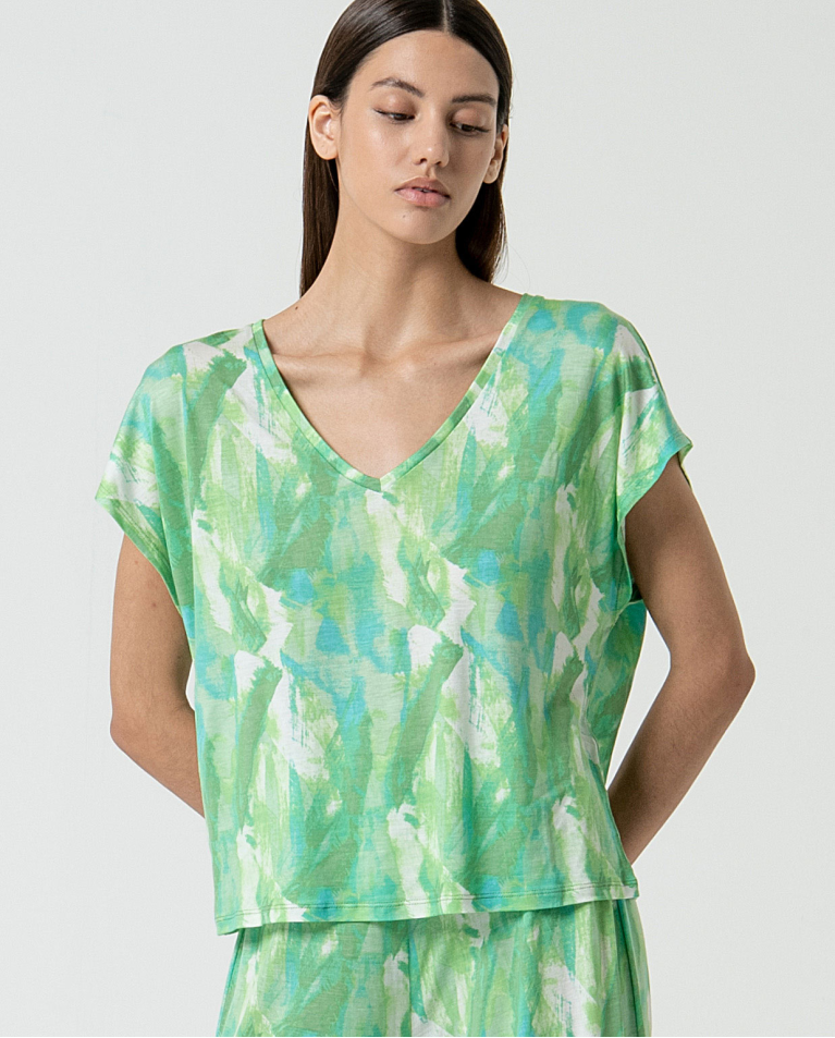 MU:T-shirt ample à col en V Vert