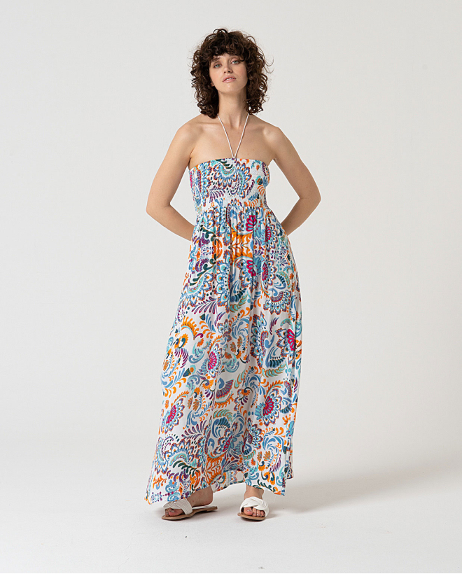 MU:Robe froncée nouée au...