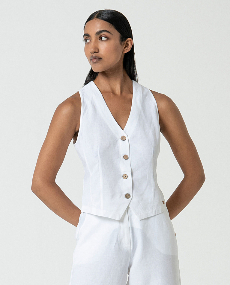 MU:Gilet Blanc cassé