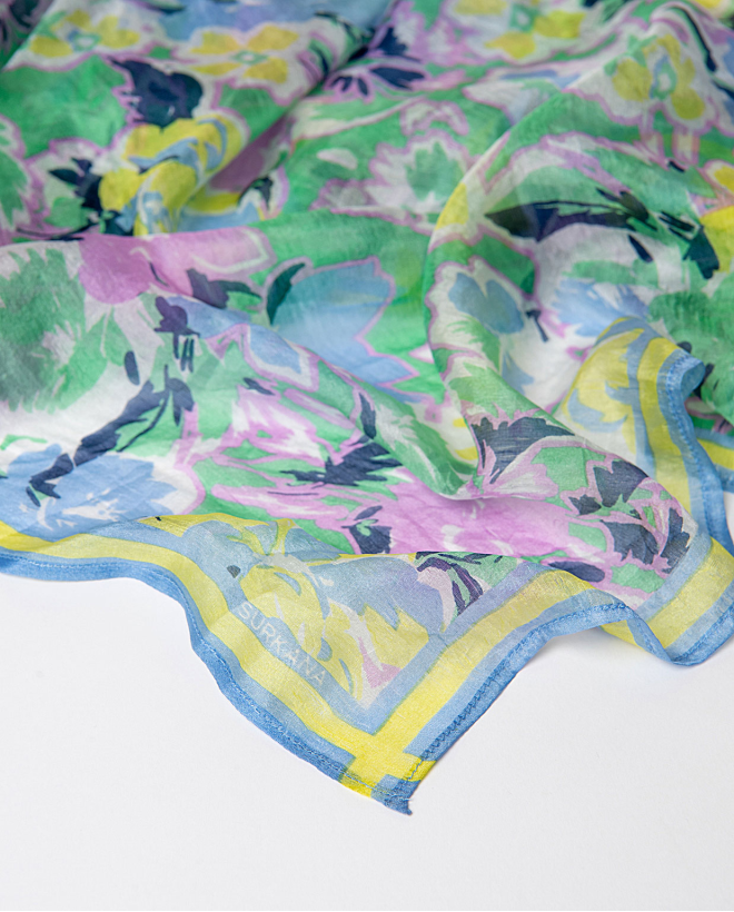 Foulard quadrato in seta Azzurro