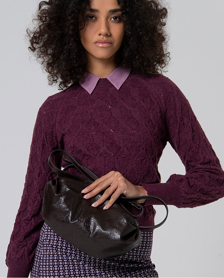 Sac à bandoulière effet cuir craquelé Chocolat