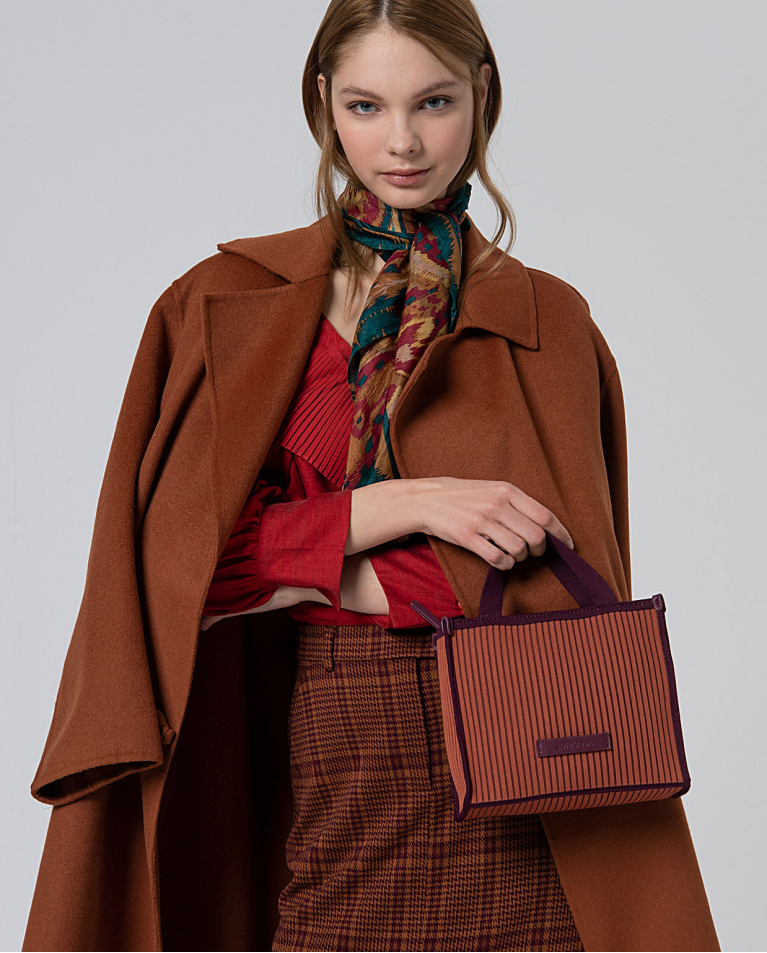 Mini shopper en maille avec double poignée Marron