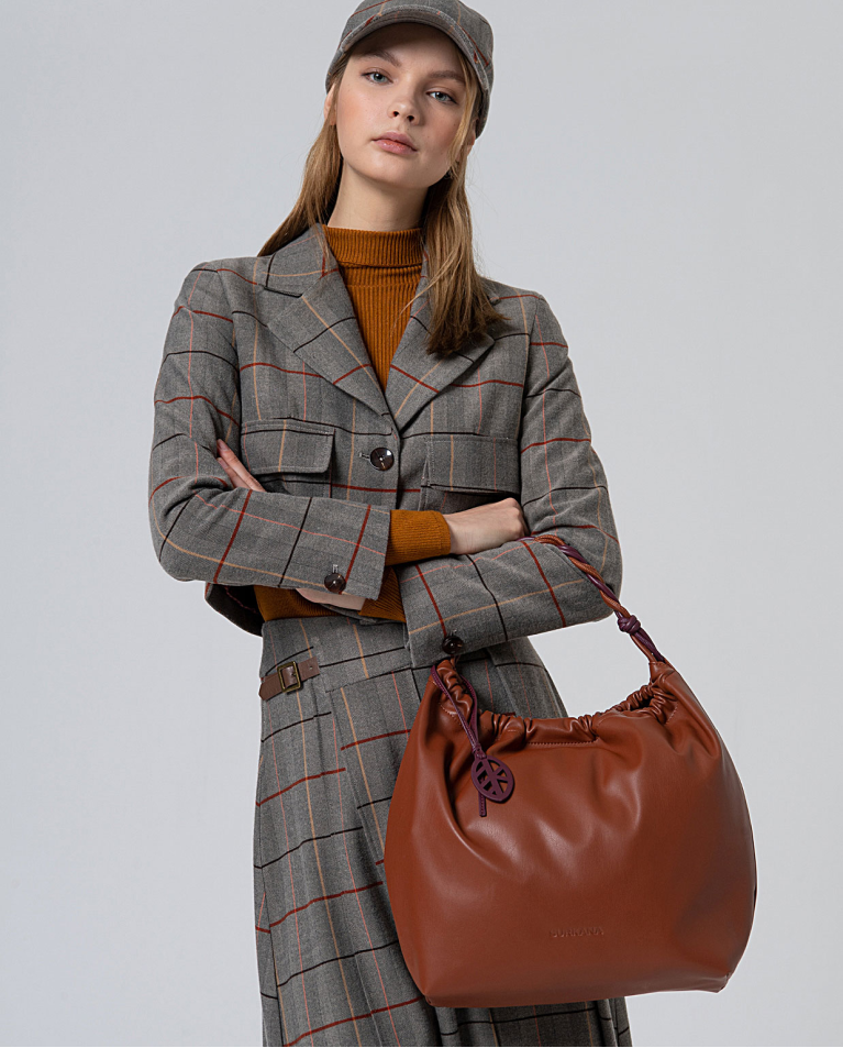 Borsa a tracolla con manico bicolore Toffee
