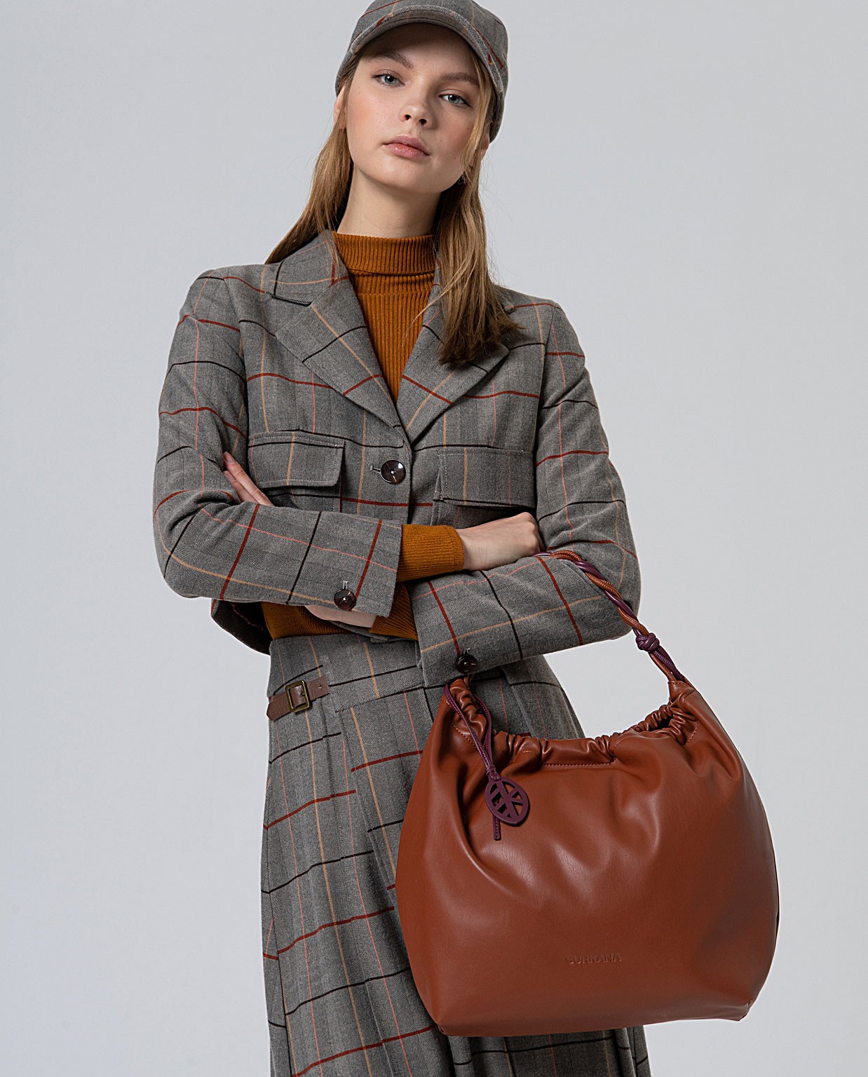 Borsa a tracolla con manico bicolore Toffee