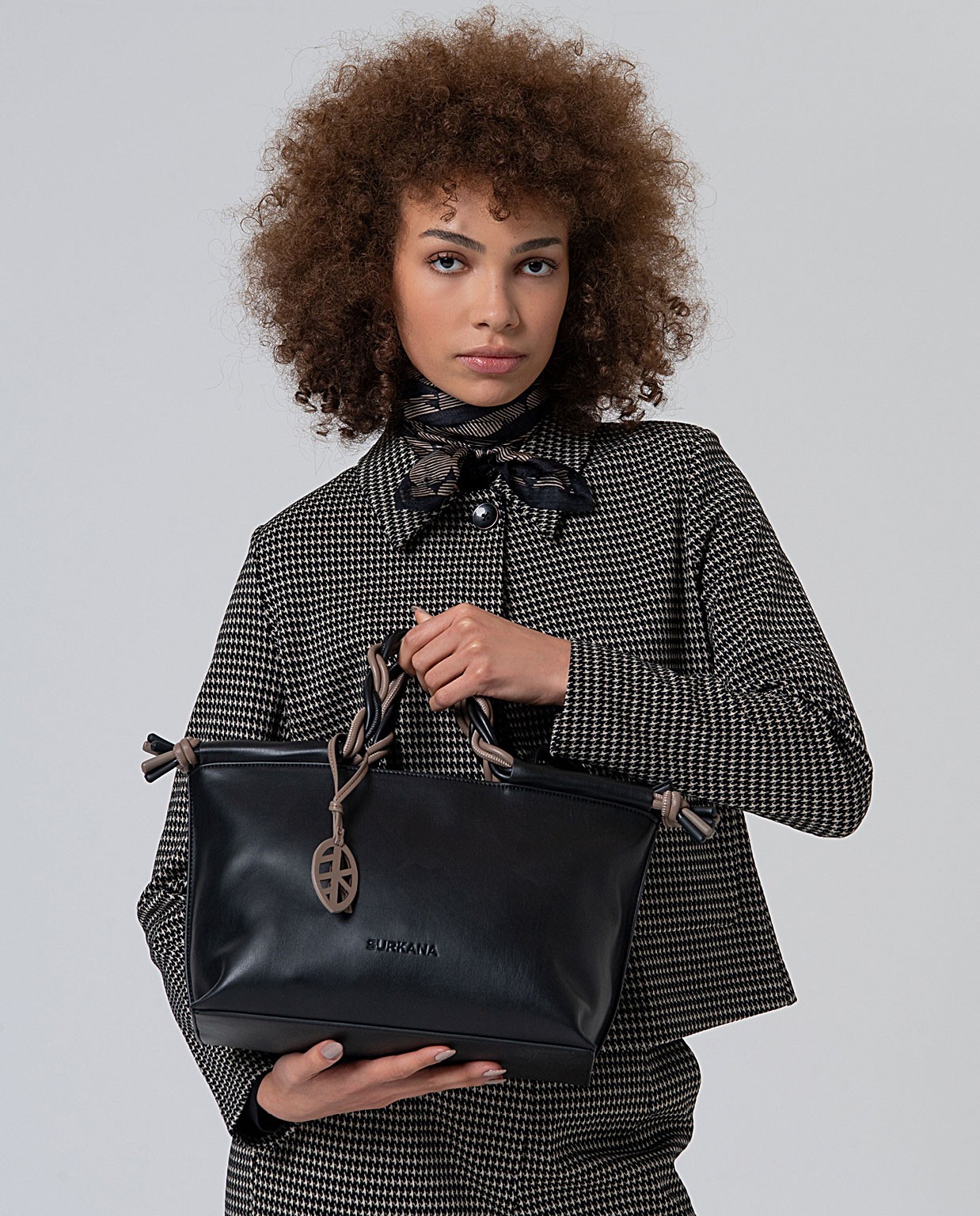 Borsa tote a doppio manico bicolore Nero
