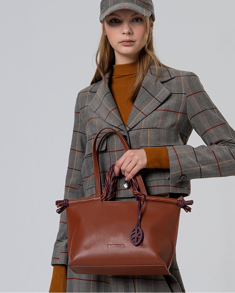 Borsa tote a doppio manico bicolore Toffee