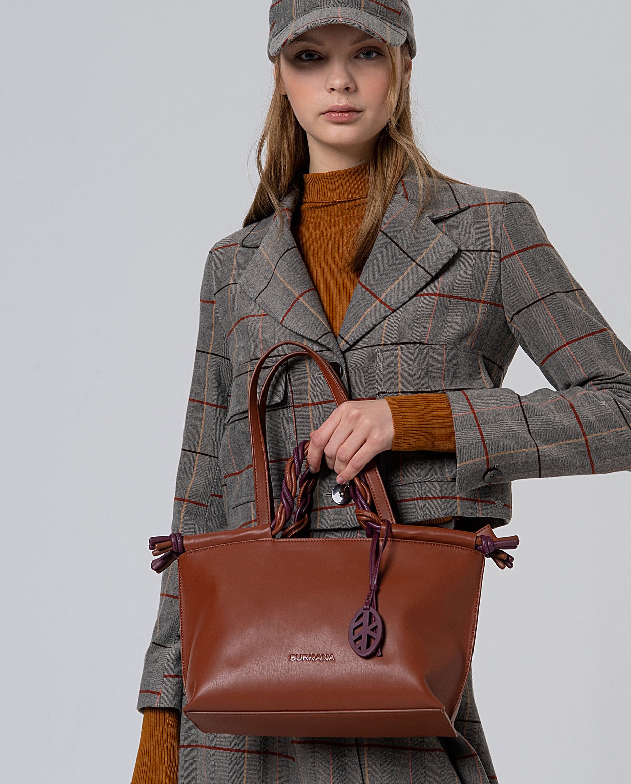 Borsa tote a doppio manico bicolore Toffee