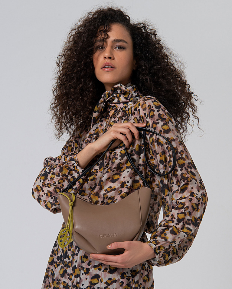 Sac à bandoulière avec intérieur imprimé Khaki
