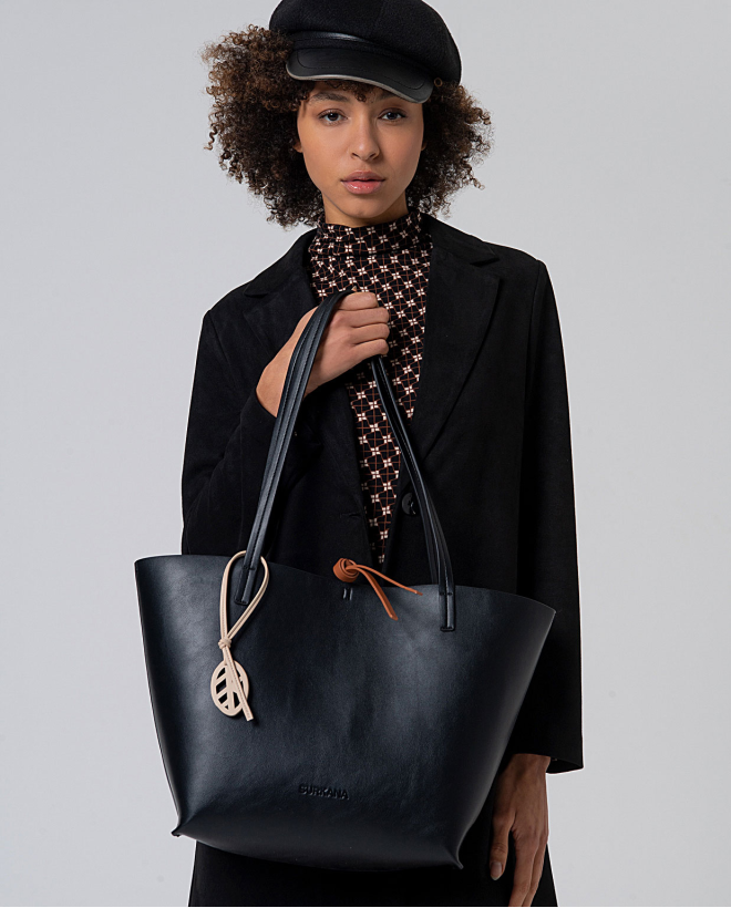 Shopper reversibile con borsa interna per articoli Nero