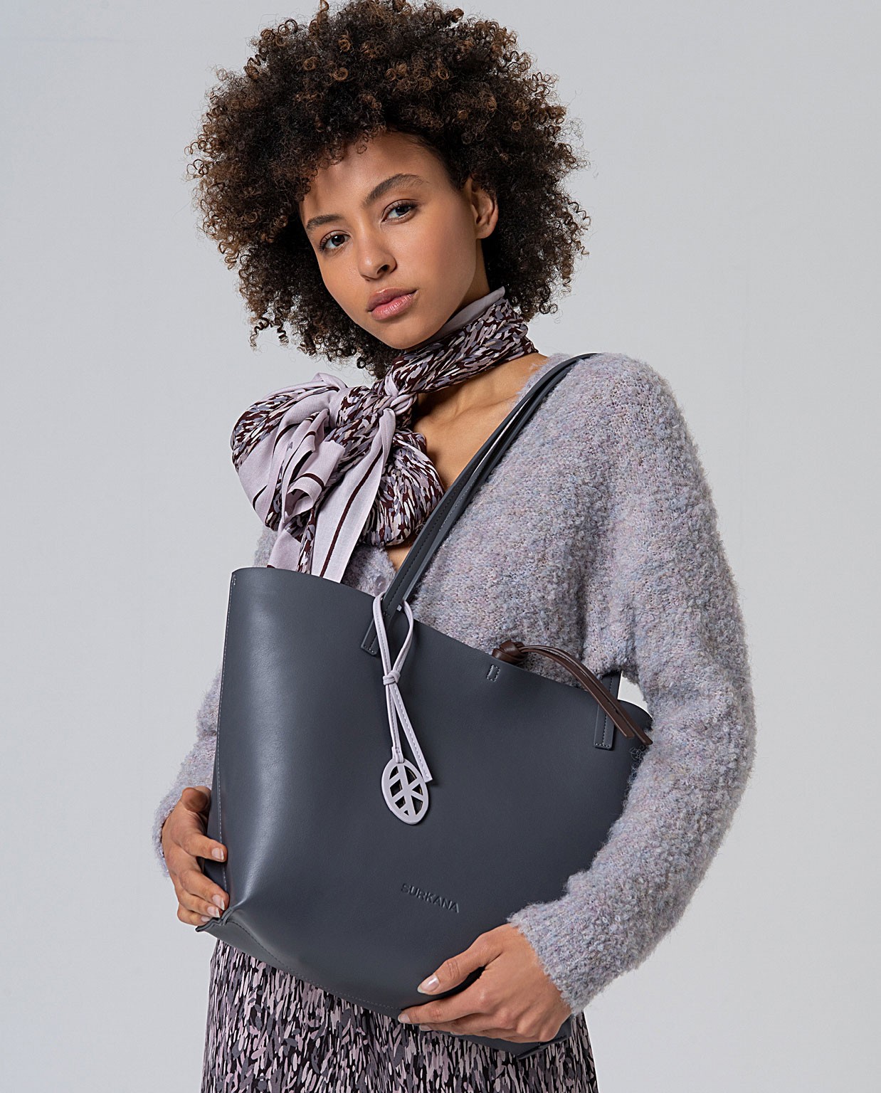 Shopper reversibile con borsa interna per articoli Grigio