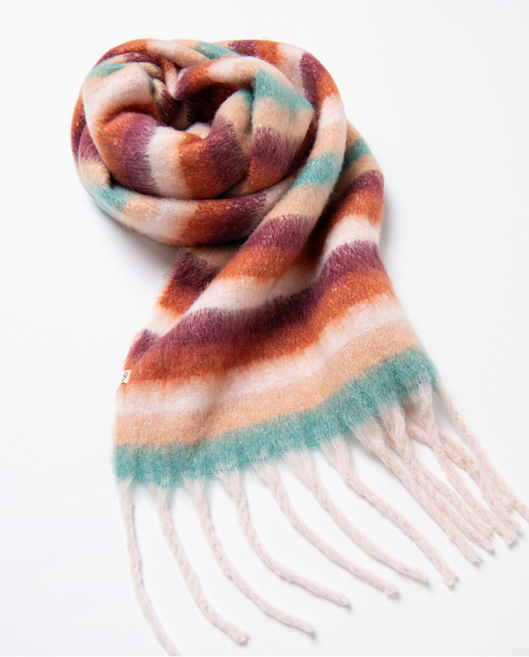 Light and fluffy striped scarf Maroon