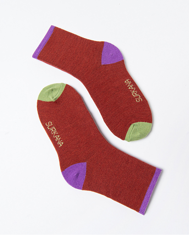 Jacquard mid-calf socks Brown