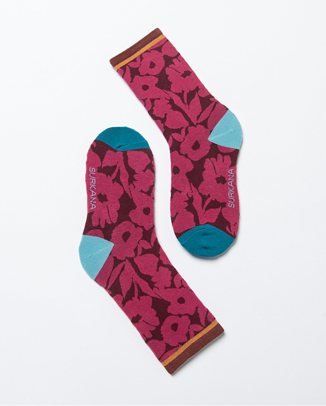 Chaussettes en jacquard imprimé Fushia