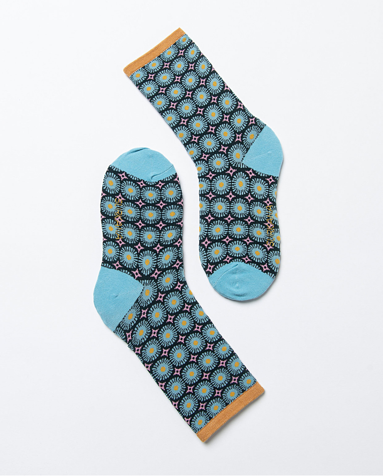 Calze jacquard stampate Blu