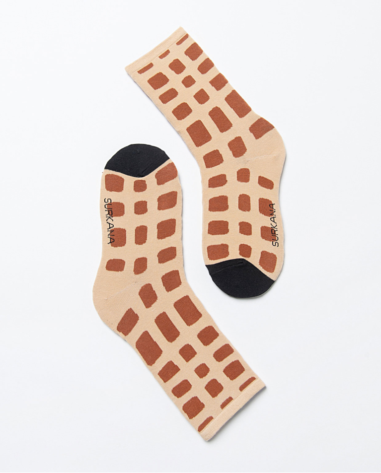Calze jacquard stampate Marrone