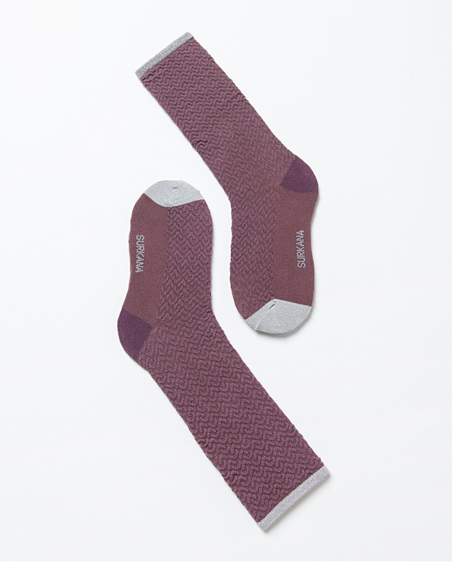 Calze lunghe con texture e lurex Lila