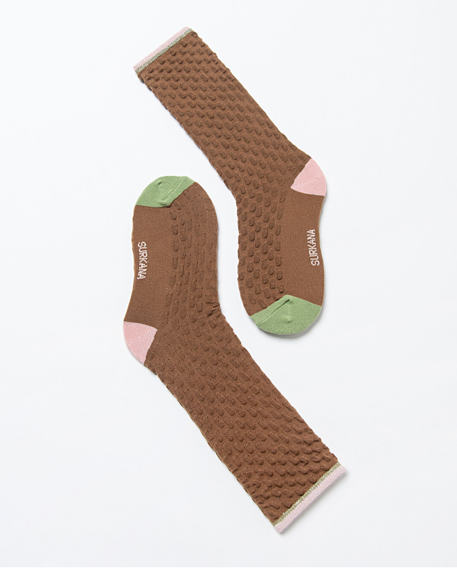 Calze lunghe con texture e lurex Verde