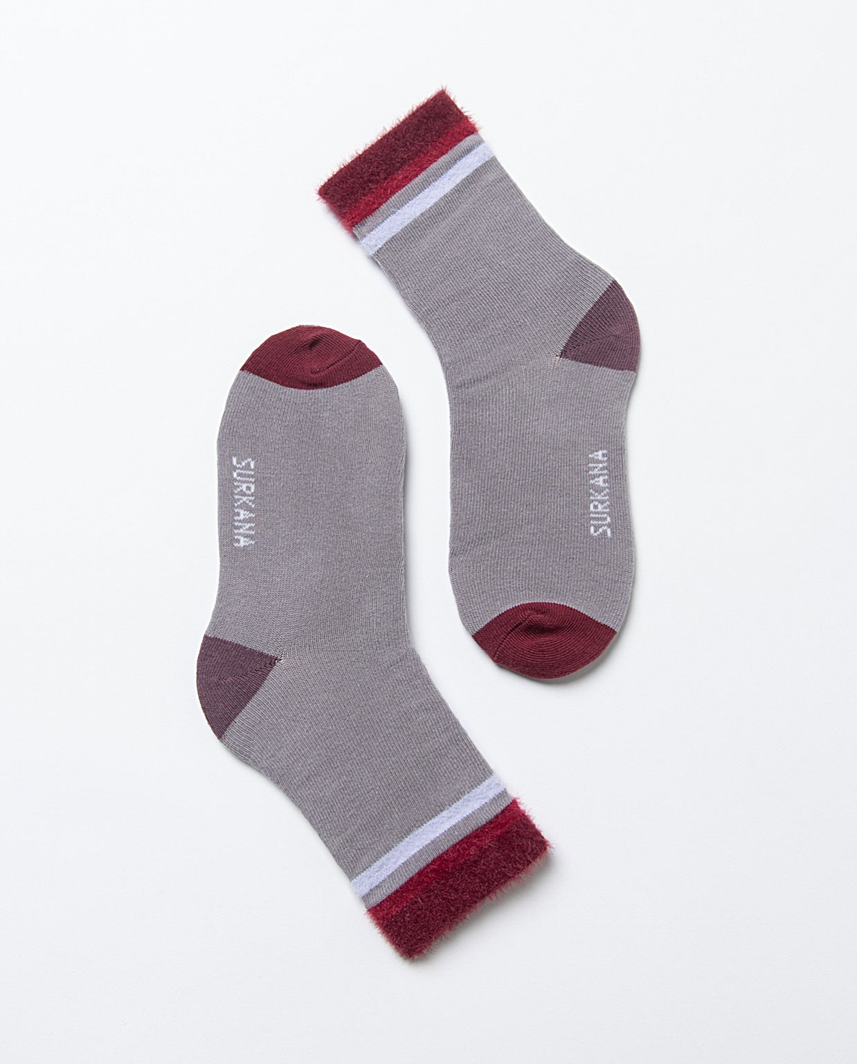 Calze medie in jacquard con dettagli in pelliccia Lila
