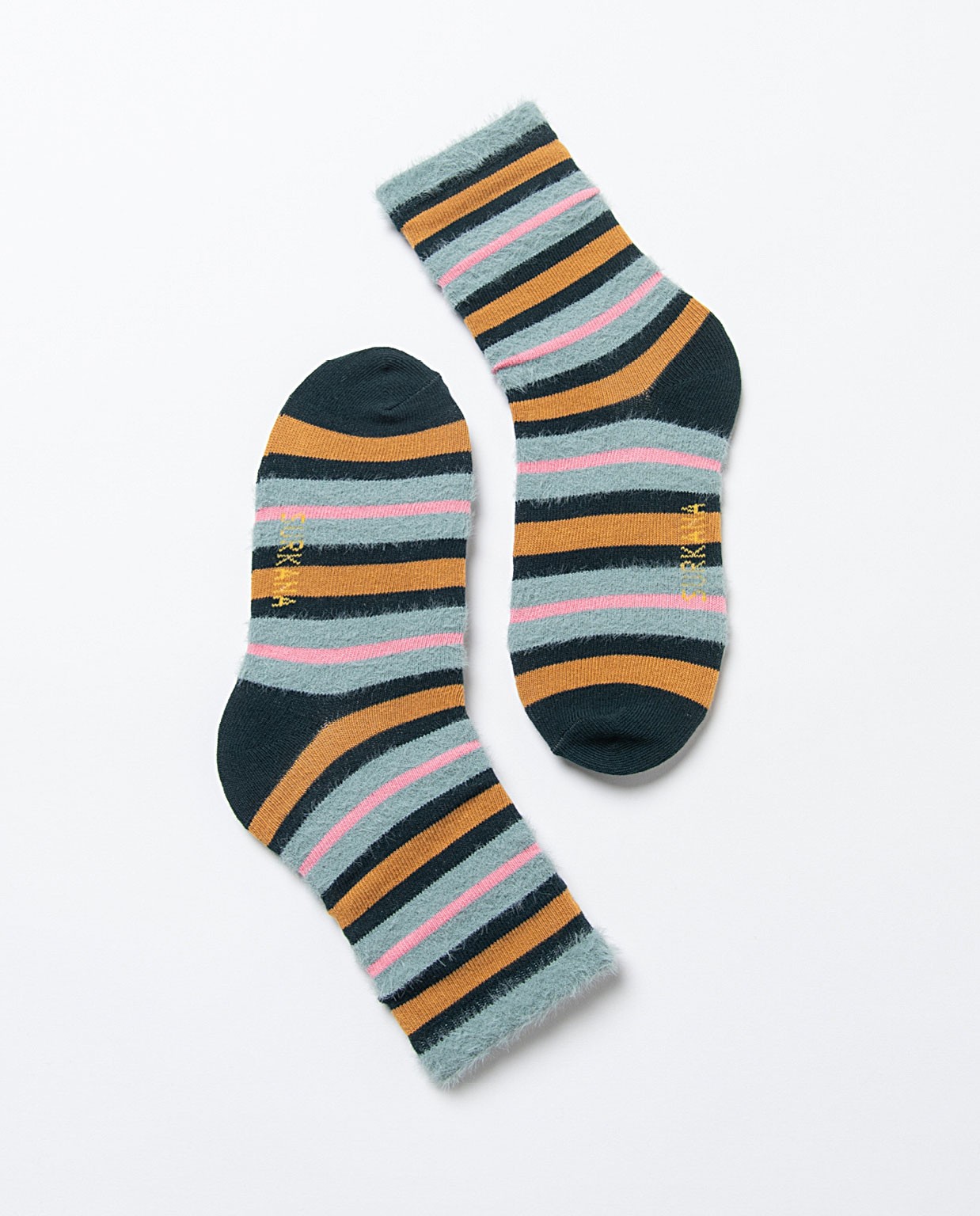 Calze medie in jacquard con dettagli in pelliccia Blu