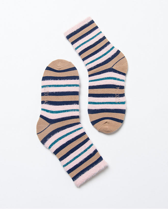 Calze medie in jacquard con dettagli in pelliccia Azzurro