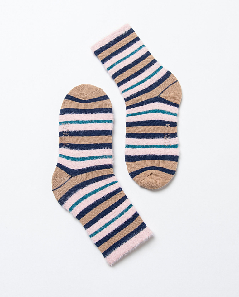 Calze medie in jacquard con dettagli in pelliccia Azzurro