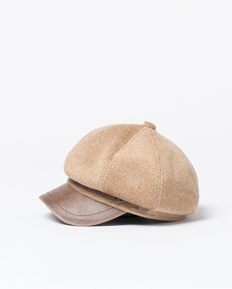 Casquette style Newsboy avec visière rigide Écru
