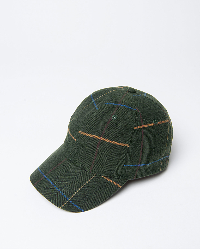 Cappello da baseball con tessuto a quadri Kaki