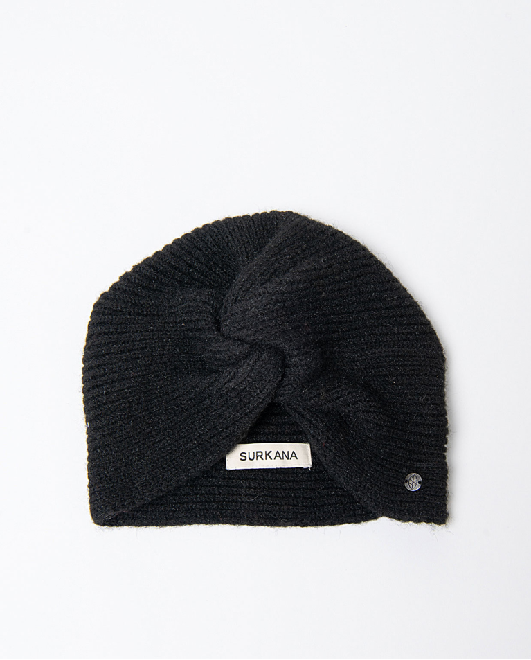 Turbante in maglia con effetto annodato Nero