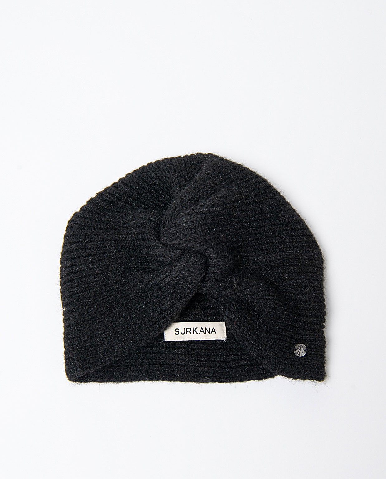 Turban en tricot avec effet noué Noir