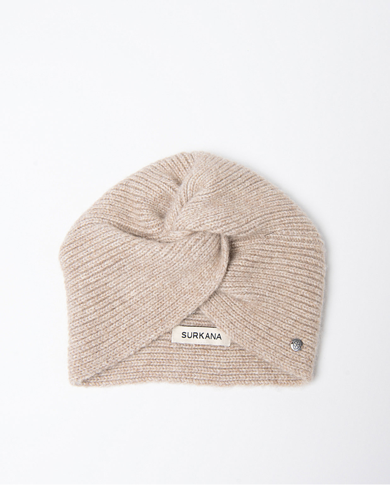 Turbante in maglia con effetto annodato Crudo