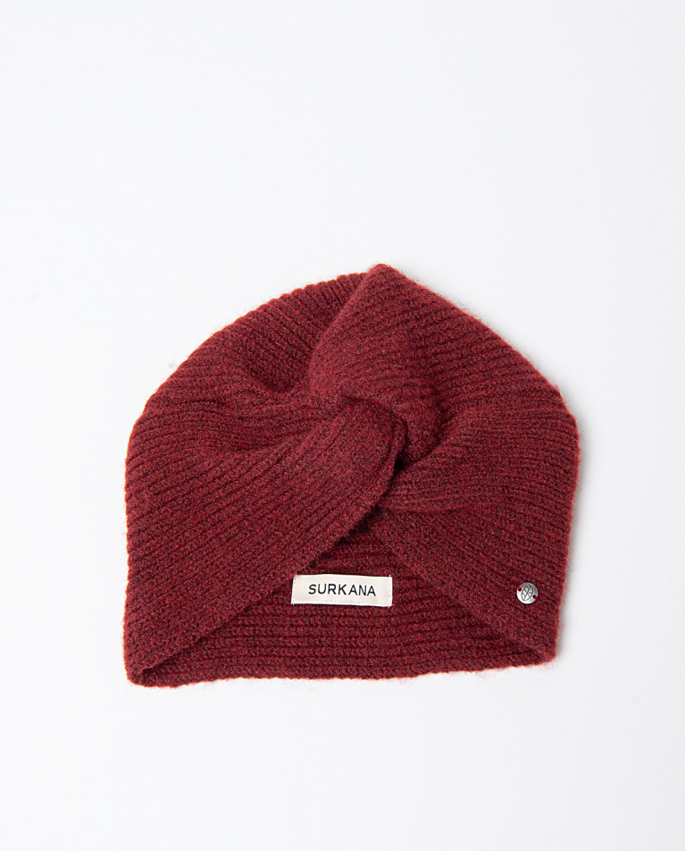 Turban en tricot avec effet noué Grenat