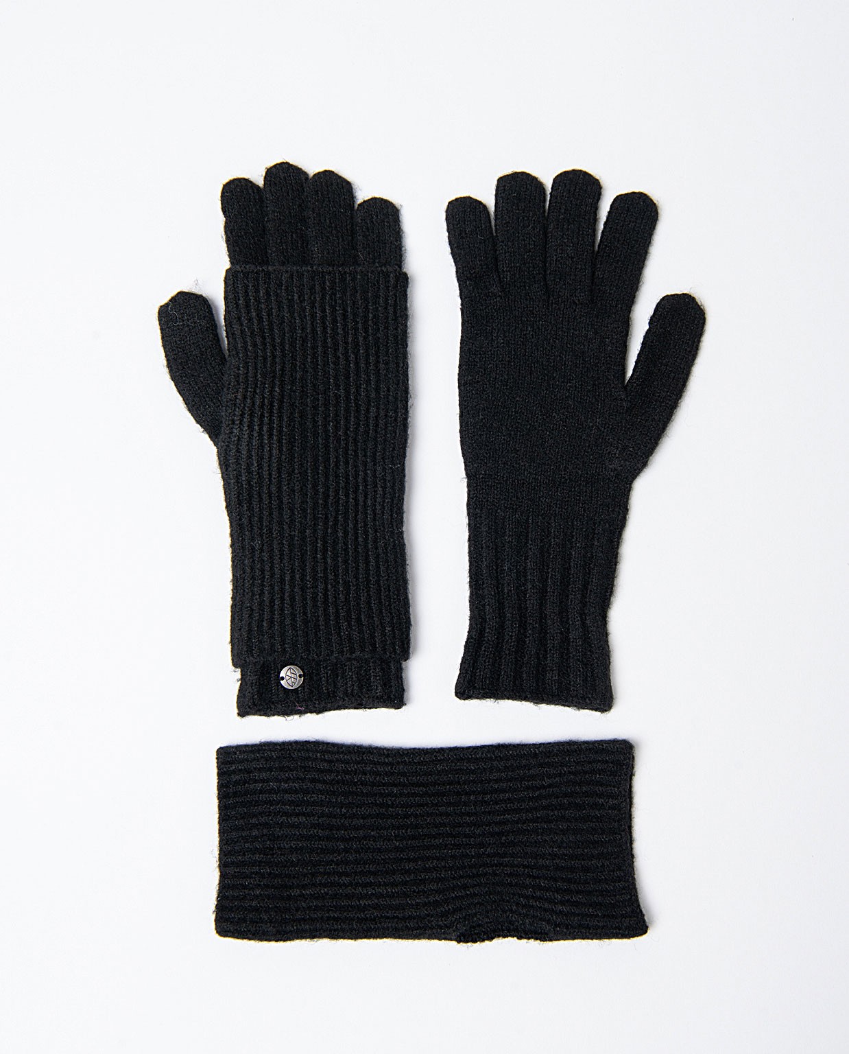 2-in-1 detachable gloves and mittens  Black