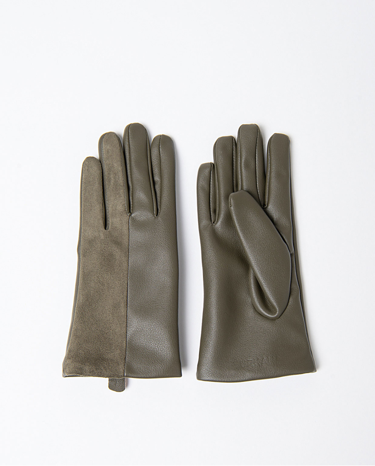 Gants bi-matière Khaki