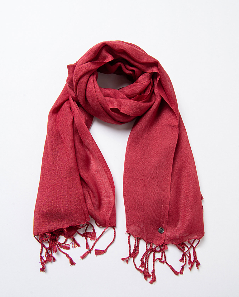 Modal and wool scarf with bangs English Red