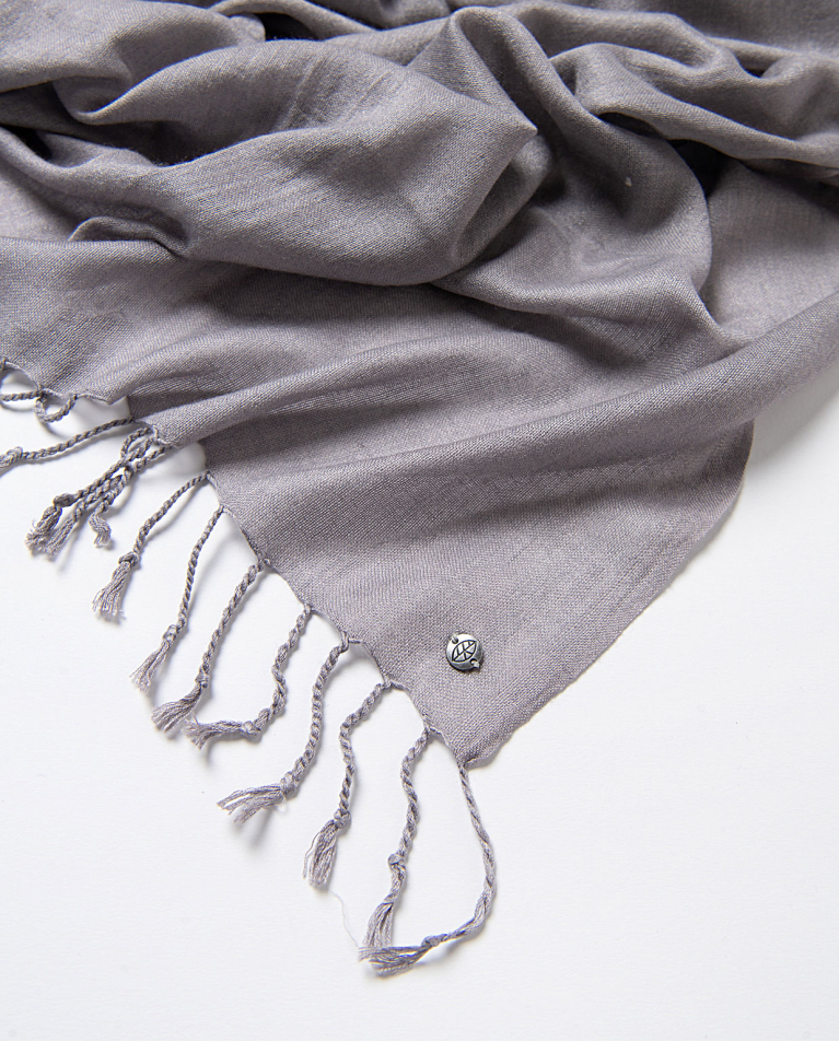 Modal and wool scarf with bangs Powdered Gray