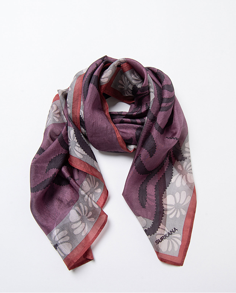 Square scarf 100% silk Grey