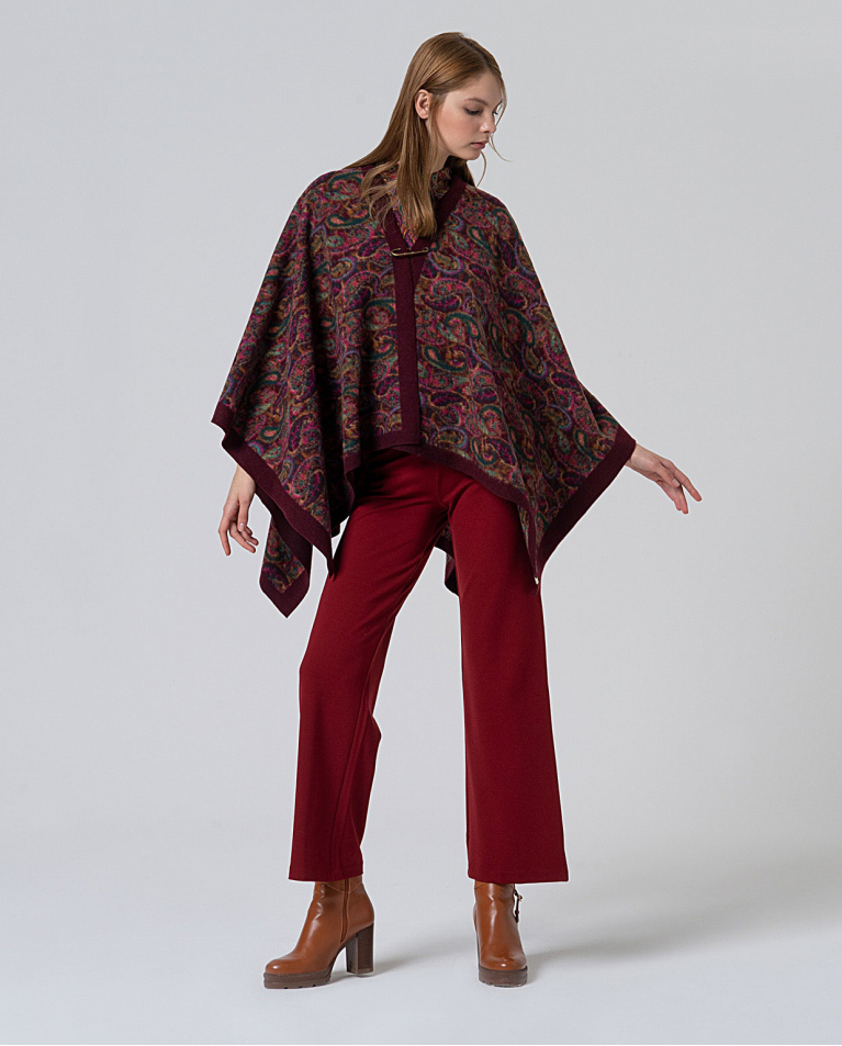 Poncho jacquard con spilla da balia Multi