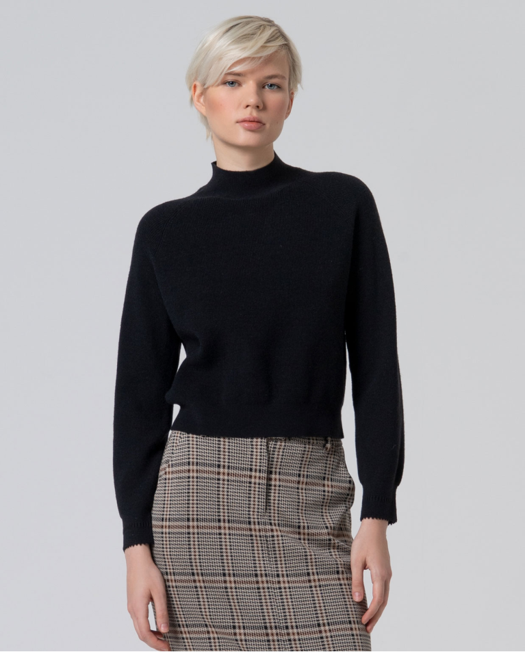 Perkins neck ribbed sweater Black