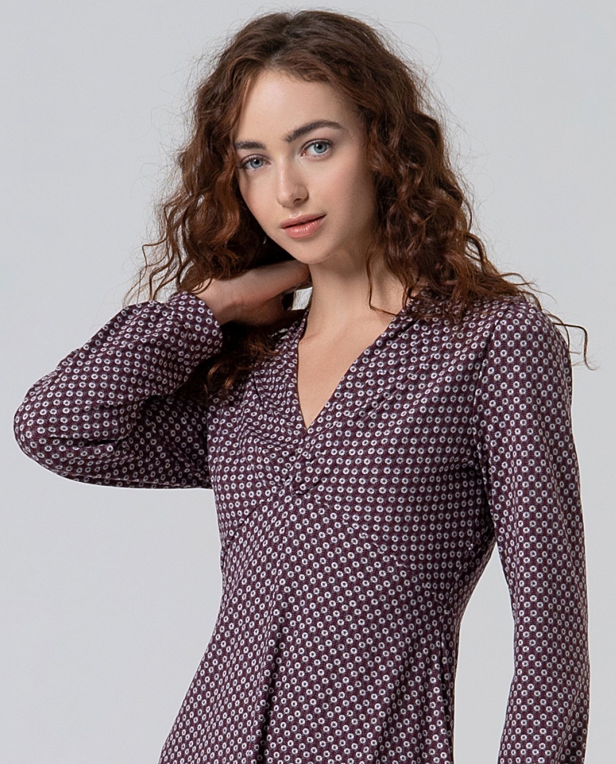Stretch short dress with gathered neckline Grey