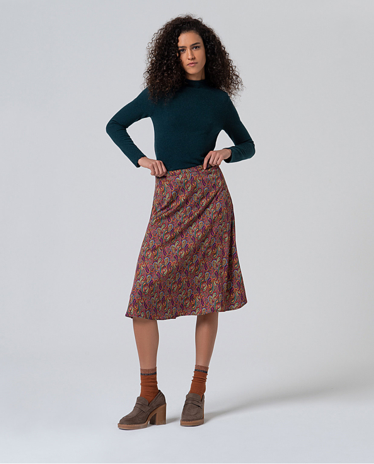 Jupe midi extensible à imprimé cachemire Multi