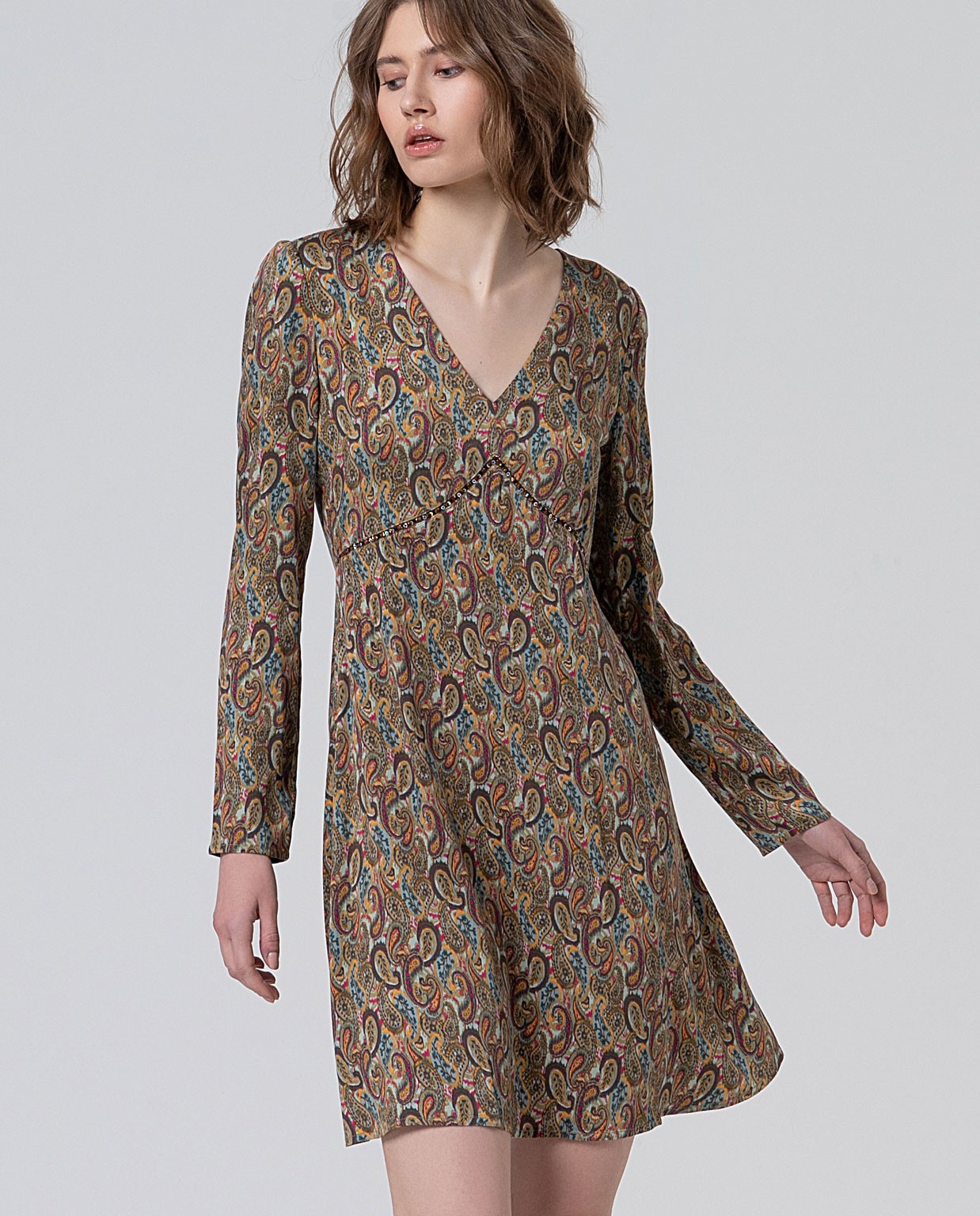Robe courte évasée Paisley Bleu