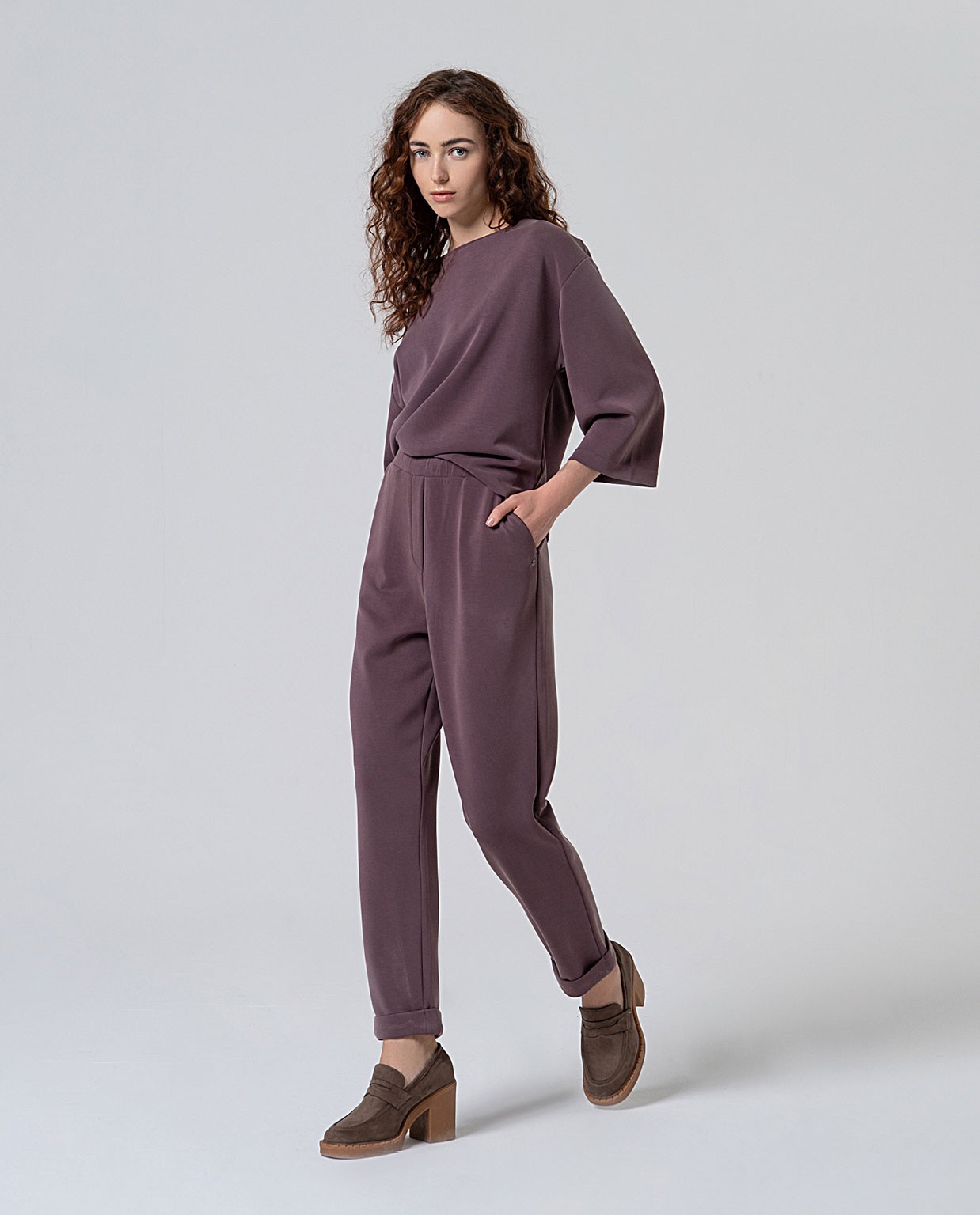 Pantaloni jogger in modal senza zip Mirtillo