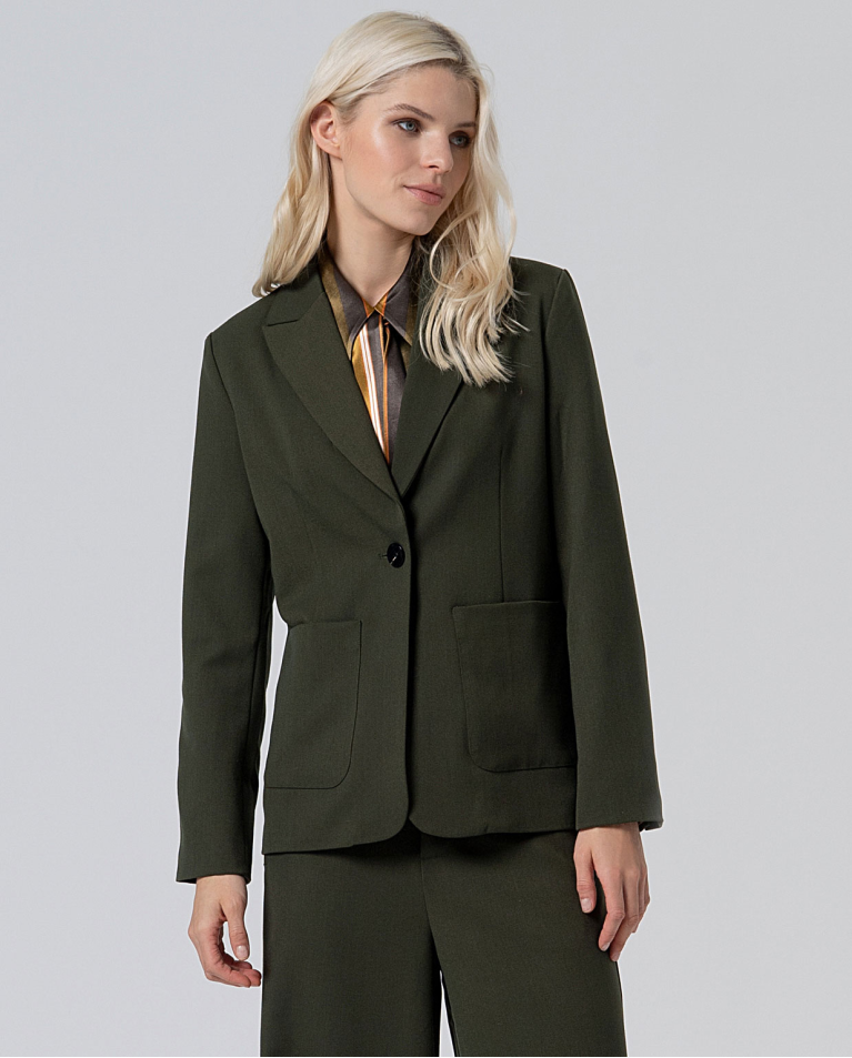 Blazer long avec doublure en satin imprimé Khaki