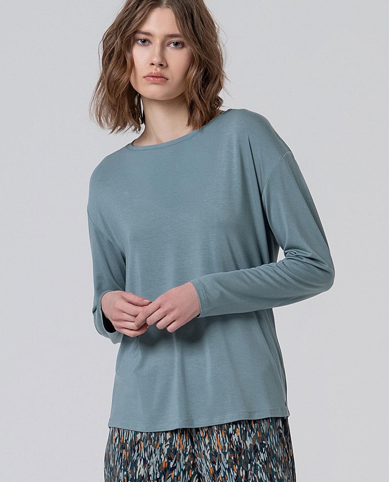 Bamboo viscose boat neck t-shirt Sky blue